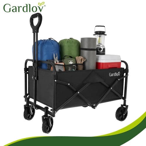 Sammenklappelig havevogn 90L 100 kg 4 hjul 360° drejelige sort