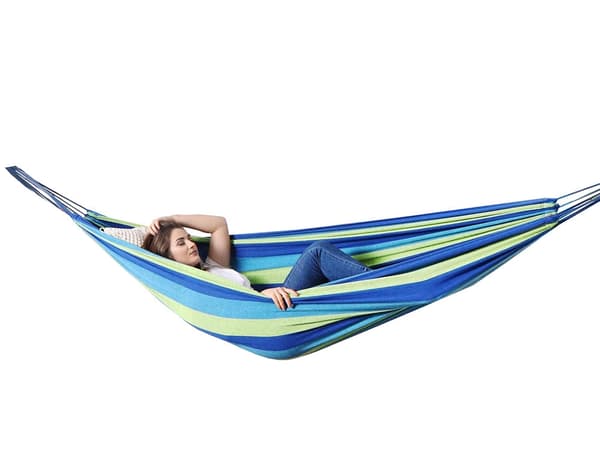 Dubbel hängmatta bomull/polyester 300x160 cm 200 kg med rep/påse