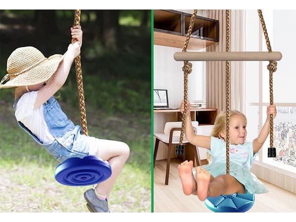 Havegynge rund blå Ø30 cm reb op til 190 cm maks. 75 kg