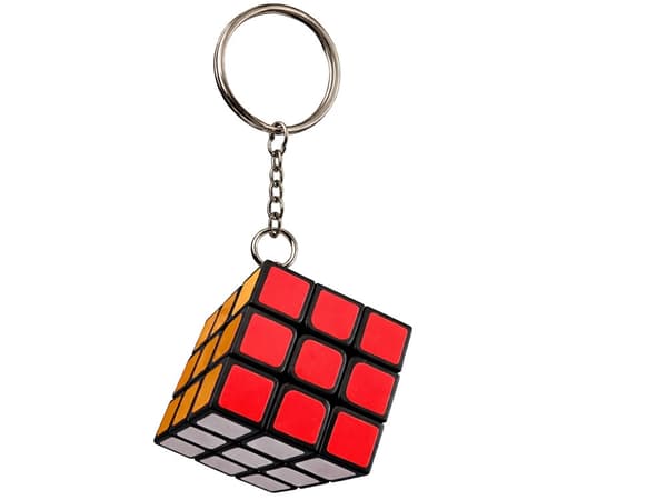 Rubiks kube nøglering mini 3x3 3 cm multicolor med metalnøglekæde