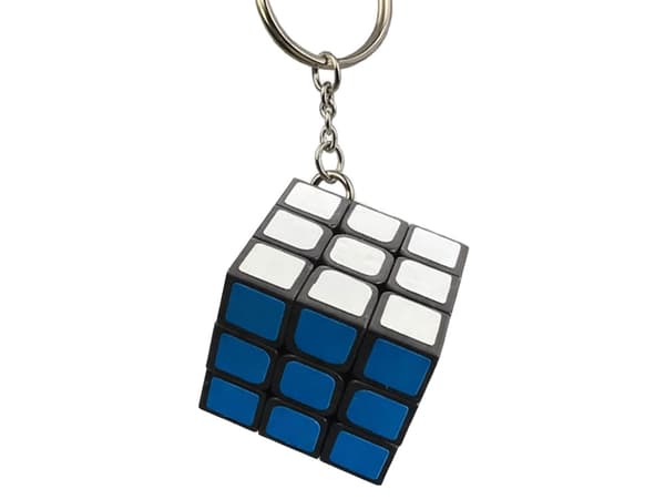 Rubiks kube nøglering mini 3x3 3 cm multicolor med metalnøglekæde