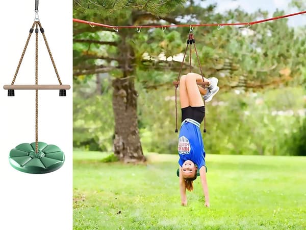 Trädgårdsgunga rund Ø30 cm grön max 75 kg rep 190 cm
