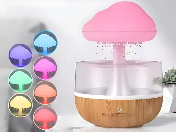 Luftfugter skyformet 200 ml med aromaterapi RGB LED genopladelig