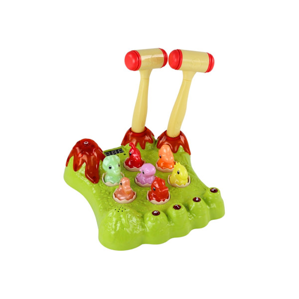 Wack-A-Mole dinosaurspil med lys/lyd, 2 hamre, 5 niveauer