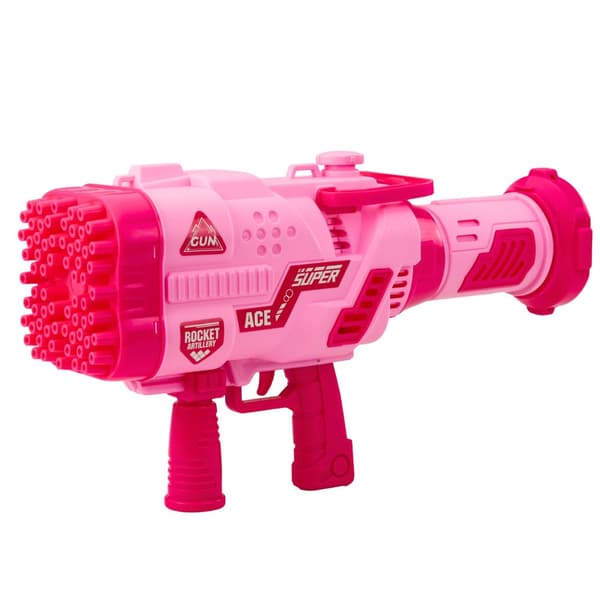 Elektrisk boblepistol 64 hål med LED-lys, genopladelig, 2 boblevæsker