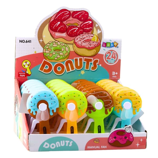 Håndholdt manuel blæser vindmølle i donutform 14 cm, 1-pak