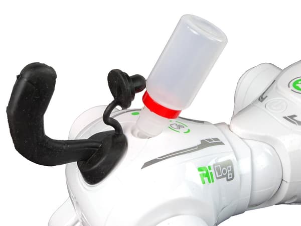 Fjernstyret robot-hund interaktiv med lysende øjne og dampeffekt 25 cm