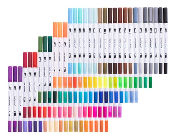 Markers sæt 100 stk dobbeltsidede 0,4 mm + 1–2 mm i plastetui