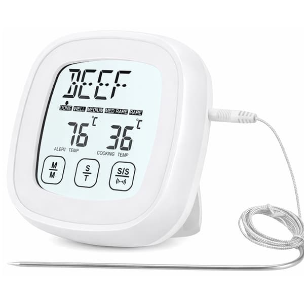 Digital stegetermometer med touchscreen og sonde 120 cm hvid