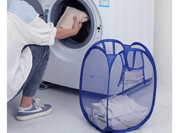 Sammenklappelig opbevaringskurv i mesh 40 L blå 47 x 26 x 26 cm