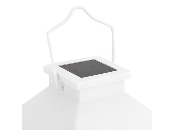 LED-lanterne med solcelle 28x14x14 cm hvid varmflakkende lys