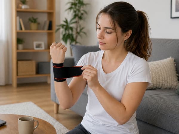 Handledsstöd kompression med kardborre polyester/bomull grå/orange