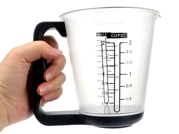 Digital köksvåg med mätkopp 600 ml 1000 g LCD svart