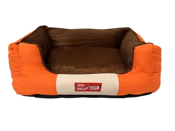 Hunde- og katteseng i polyester S 60x40x18 cm, skridsikker, orange