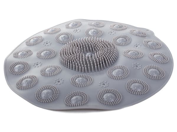 Fodmassagemåtte til bruser/badekar med sugekopper PVC grå 37 cm