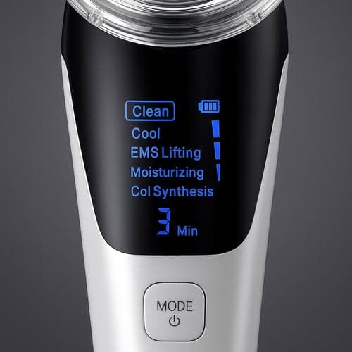 Ansigtsmassager 5-i-1 EMS LED rød/blå med varme/kulde hvid/sort