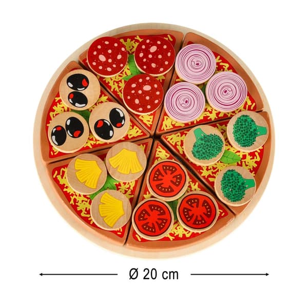 Trä pizzalekset 27 delar med kardborre, 20 cm pizza