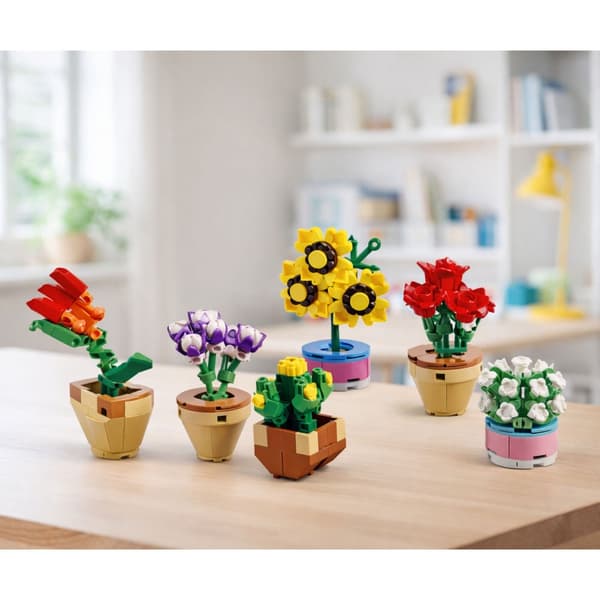 Byggblock blommor i krukor set 256 delar, 6 modeller