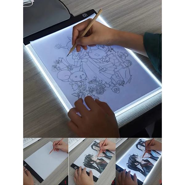 LED Ritplatta A4 med 3 Ljusstyrkor ljusbord/ljusplatta