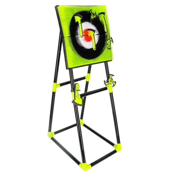 Darttavle med stativ og kastset 10 dele (5 økser, 5 shuriken)