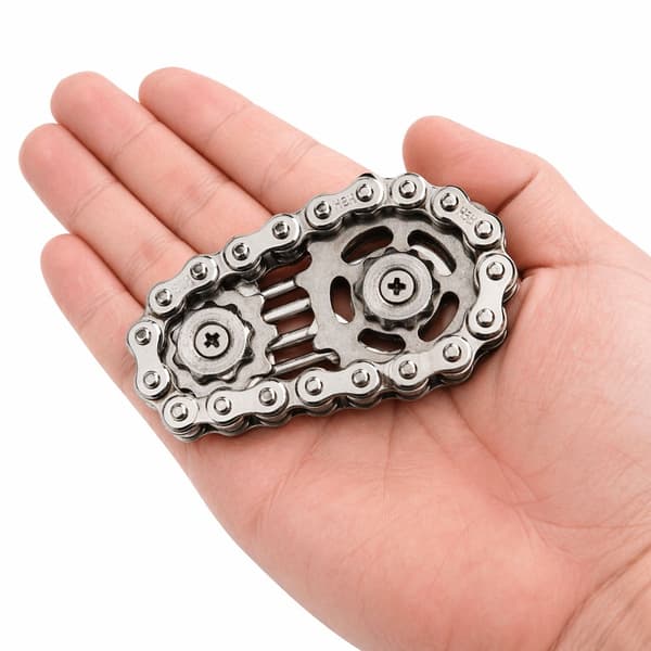 Kedja fidget spinner i rostfritt stål silver 6x4 cm