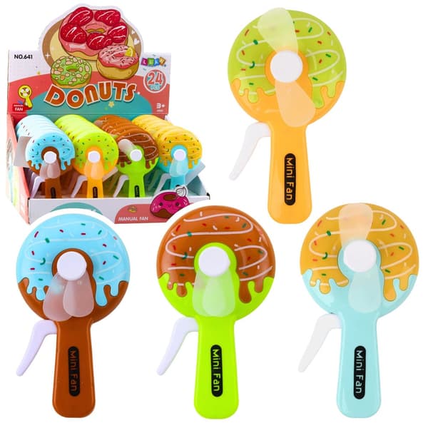 Handhållen manuell fläkt pinwheel i donutform 14 cm, 1-pack