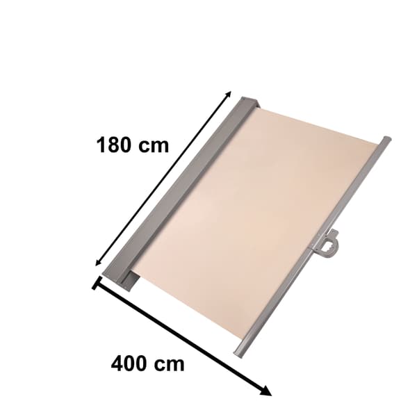 Sidoterrassmarkis 400x180 cm beige vind- och insynsskydd polyester