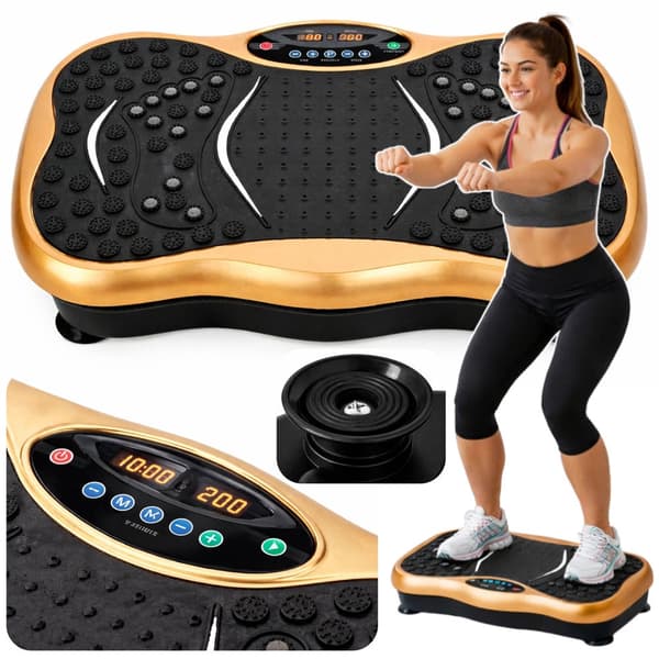 Vibrationsplattform för träning 120 nivåer Bluetooth 150 kg inkl. band