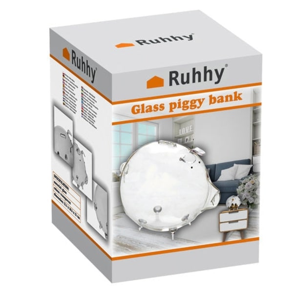 Spargris i glas transparent 18,5 cm
