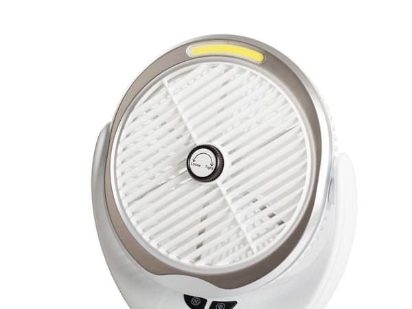Bordventilator 14,5 cm med LED-lys genopladelig USB hvid/sølv