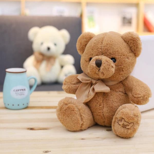 Pehmolelukarhu 40 cm ruskea beige rusetilla