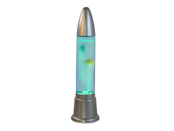 Fiskelampe bordlampe med vand farveskiftende lys 50 cm sølv