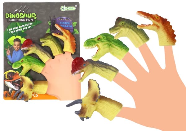 Kumiset sormidinosaurukset, sorminuket 5-pack, CE/EN71, 3+ år