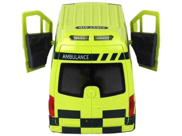 Fjernstyret ambulance legetøjsbil med lys og sirene 22 cm gul