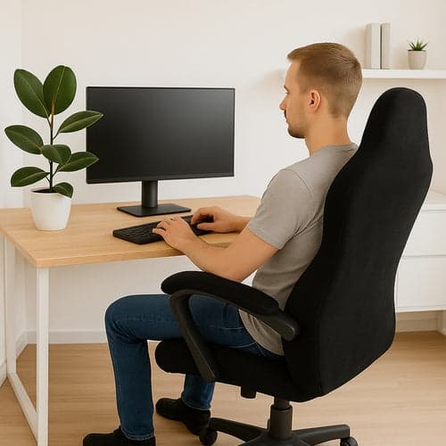 Stolsöverdrag gamingstol 4-delat svart polyester för stol med armstöd