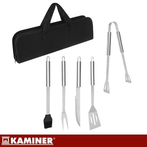 Grillværktøjssæt 5 dele i rustfrit stål med opbevaringstaske