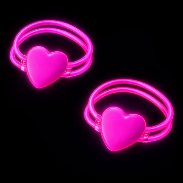 Glow stick-armbånd med dobbelte hjerter, lyser i mørke, 2-pack