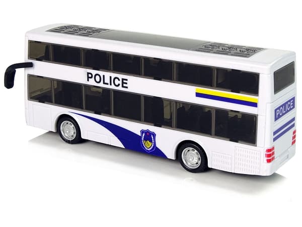 Poliisin kaksikerroksinen leikkibussi 23 cm valolla/äänellä ja pull-back-toiminnolla, 3+