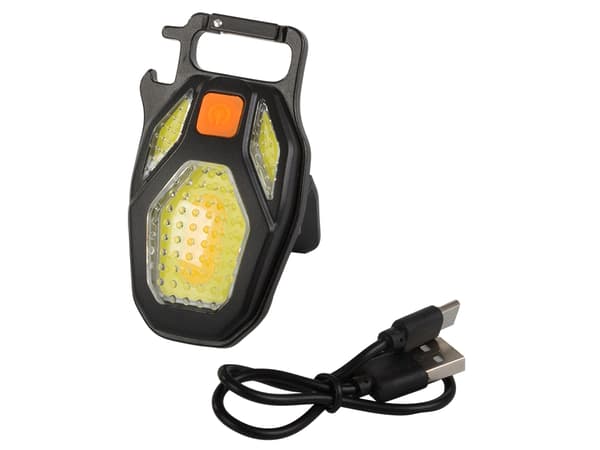 Avainperän taskulamppu COB LED USB-lataus magneetilla ja pullonavaajalla