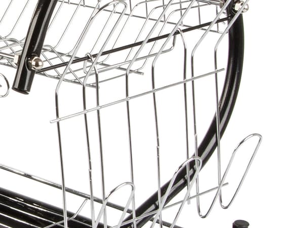 Opvaskestativ 2 niveauer sort med drypbakke bestikkurv glasholder