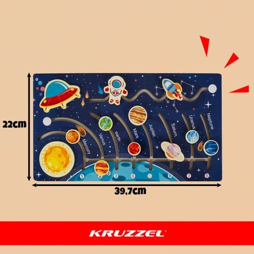 Träpussel solsystem pedagogiskt barn 39,7x22 cm