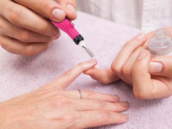 Neglefræser manicure/pedicure 6 fræsebits + 6 sliberondeller rosa