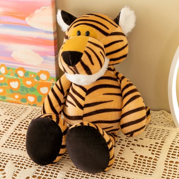 Plys tiger krammedyr 23 cm orange med sorte striber