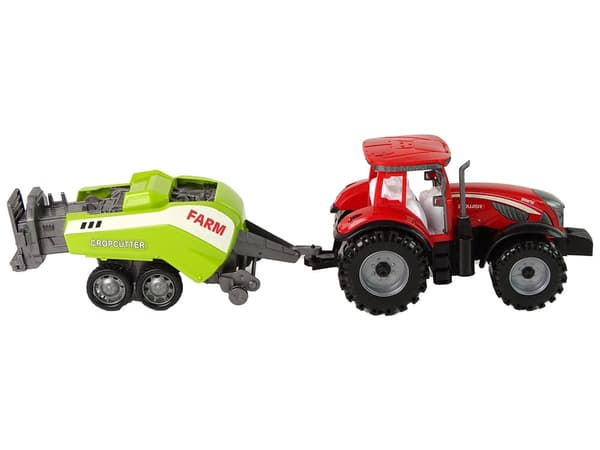 Leksakstraktor med såmaskin friktionsdrift 22 cm röd/grön 3+