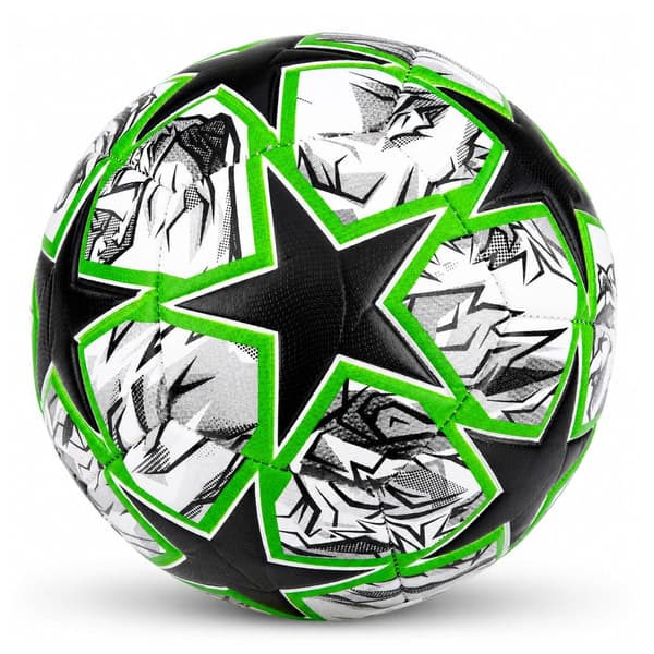 Träningsfotboll storlek 5 svart/grön/vit, diameter ca 22 cm