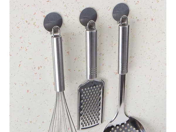 Självhäftande väggkrokar rostfritt stål 4-pack silver 4 x 3,5 cm