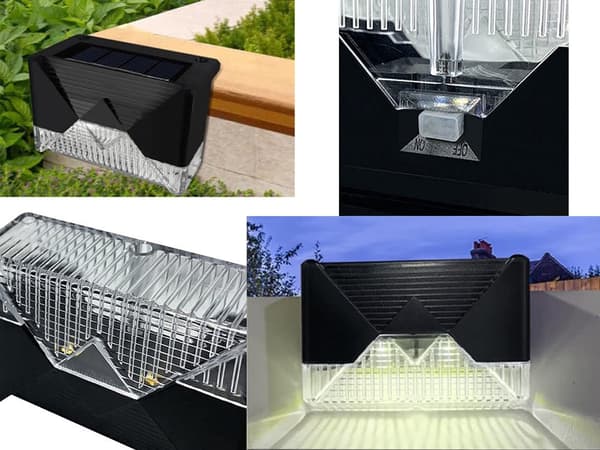 Aurinkokennolla toimivat LED-puutarhavalot IP65 musta 8x5 cm 4-pack