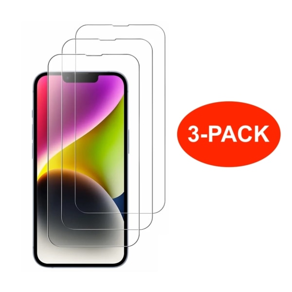 3-Pack iPhone 14 Plus Härdat Glas - Skärmskydd Transparent iPhone 14 Plus