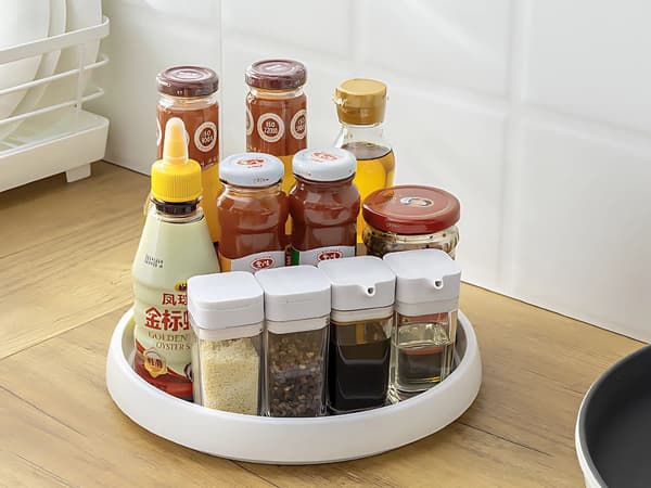 Roterende organiseringsbakke 25 cm plast hvid