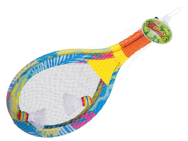 LED-belyste badmintonketcher sæt 2-pak med 2 shuttles inkl. batterier